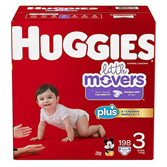 Picture of Huggies Little Movers Plus Diapers, Size 3 (198-Count)