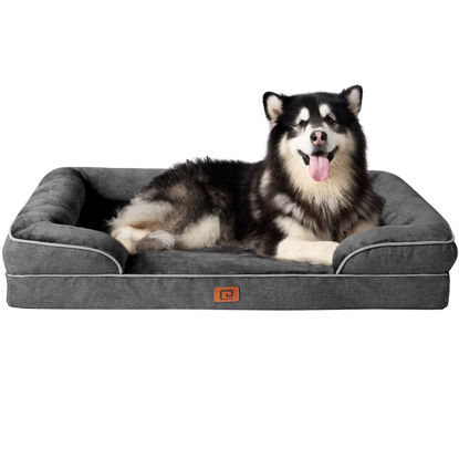 Picture of EHEYCIGA Orthopedic Dog Beds for Extra Large Dogs, Waterproof Memory Foam XXL Dog Bed with Sides, Non-Slip Bottom and Egg-Crate Foam Big Dog Couch Bed with Washable Removable Cover, Dark Grey