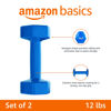 Picture of Amazon Basics Vinyl Hexagon Workout Dumbbell Hand Weight, 12 pounds, Set of 2, Blue