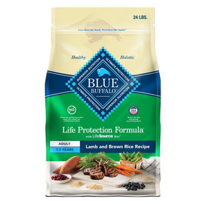 Picture of BLUE BUFFALO Life Protection Formula Adult Dry Dog Food, Helps Build and Maintain Strong Muscles, Made with Natural Ingredients, Lamb & Brown Rice Recipe, 24-lb. Bag