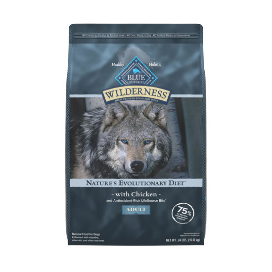 Picture of Blue Buffalo Wilderness Natural High-Protein Dry Food for Adult Dogs, Chicken Recipe, 24-lb. Bag