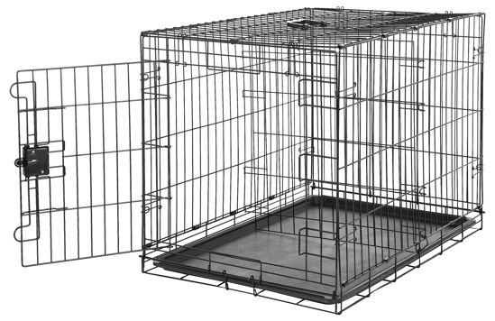 Picture of Amazon Basics Durable, Foldable Metal Wire Dog Crate with Tray, Single Door, Easy to Assemble, 36 x 23 x 25 Inches, Black