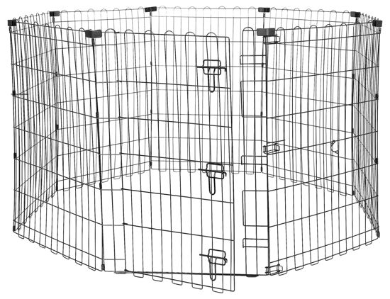 Picture of Amazon Basics Foldable Octagonal Metal Exercise Pet Play Pen for Dogs, Fence Pen, Single Door, 60 x 60 x 36 Inches, Medium - 36"H, Metal, Black