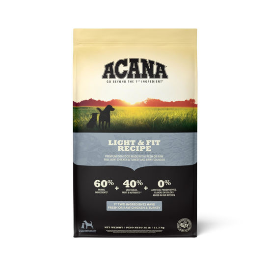 Picture of ACANA Adult Dry Dog Food, Light & Fit Recipe, Grain Free Dog Food, 25lb