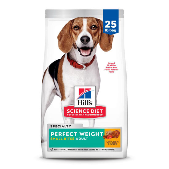 Picture of Hill's Science Diet Perfect Weight, Adult 1-6, Weight Management Support, Small Kibble, Dry Dog Food, Chicken Recipe, 25 lb Bag