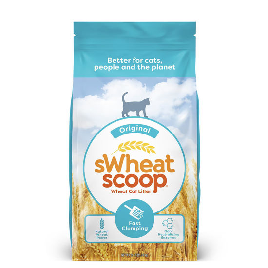 Picture of sWheat Scoop Natural Wheat Cat Litter, Original, Fast Clumping with Odor Neutralizing Enzymes, 25 Pound Bag