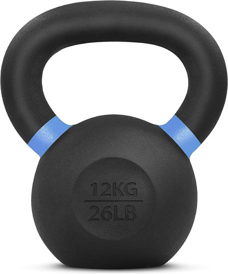 Picture of Yes4All 12kg/26lbs Cast Iron Kettlebell, Powder Coated with Wide Handle & Flat Bottom - For Strength Training & Cross-Training