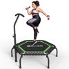 Picture of BCAN 48" Mini Trampoline, 550 LBS Fitness Trampoline with T-Adjustable Handle Bar, Bungees, Stable & Quiet Exercise Rebounder for Adults Indoor/Garden Workout-Green