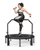 Picture of BCAN 550 LBS Foldable Mini Trampoline, 48" Fitness Trampoline with Adjustable Handle Bar, Bungees, Stable & Quiet Exercise Rebounder for Adults Indoor/Garden Workout-Silver