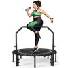 Picture of BCAN 550 LBS Foldable Mini Trampoline, 48" Fitness Trampoline with Adjustable Handle Bar, Bungees, Stable & Quiet Exercise Rebounder for Adults Indoor/Garden Workout-Green