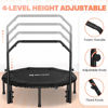 Picture of BCAN 550 LBS Foldable Mini Trampoline, 48" Fitness Trampoline with Adjustable Handle Bar, Bungees, Stable & Quiet Exercise Rebounder for Adults Indoor/Garden Workout - Black