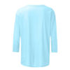 Picture of Womens Tops 3/4 Length Sleeves Loose Fit Casual Crewneck T Shirts Three Quarter Length Shirts Cotton Ethnic Solid Tunic Tops 3/4 Sleeve T Shirts for Women Shirts for Women Trendy Spring Sky Blue