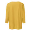 Picture of Womens 3/4 Sleeve Tops Dressy Casual Loose Fit Crewneck T Shirts Trendy Three Quarter Length Shirts Ethnic Solid Tunic Tops 3/4 Sleeve Blouses for Women Shirts for Women Trendy Spring Yellow