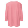 Picture of 3/4 Length Sleeve Womens Tops Casual Solid Color Loose Fit Crewneck Shirts Trendy Ethnic Three Quarter Tunic Tops Vintage Elegant Spring Blouses Womens 3/4 Sleeve T Shirts 2024 Pink