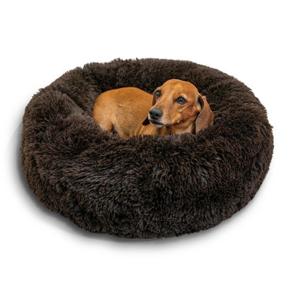 Picture of Best Friends by Sheri The Original Calming Donut Cat and Dog Bed in Shag Fur Dark Brown, Small 23"