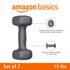 Picture of Amazon Basics Neoprene Coated Hexagon Workout Dumbbell Hand Weight, 15 pound, Set of 2, Dark Grey