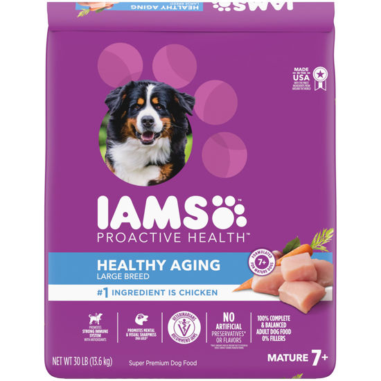 Picture of IAMS Proactive Health Senior Dog Food Healthy Aging Dry Dog Food with Real Chicken, 30 lb Bag