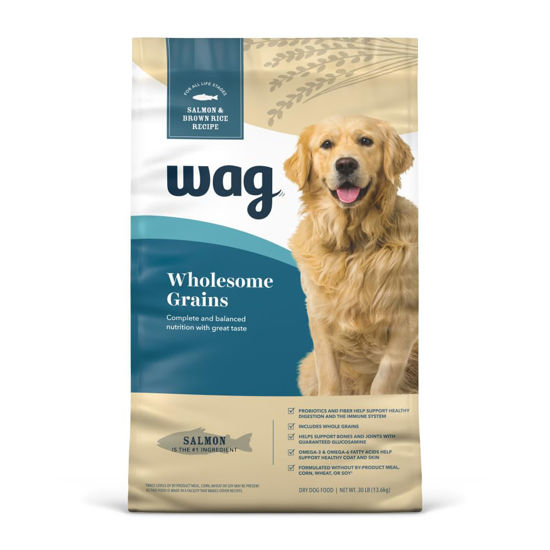 Picture of Amazon Brand - Wag Dry Dog Food, Salmon and Brown Rice, 30 lb Bag (Pack of 1)