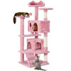 Picture of Yaheetech 54in Cat Tree Tower, Multi-Level Cat Tree for Indoor Cats with Scratching Posts, Dangling Balls Cat Play House, Pink