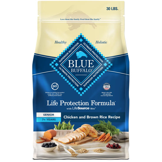 Picture of Blue Buffalo Life Protection Formula Senior Dry Dog Food, Supports Joint Health and Mobility, Made with Natural Ingredients, Chicken & Brown Rice Recipe, 30-lb. Bag