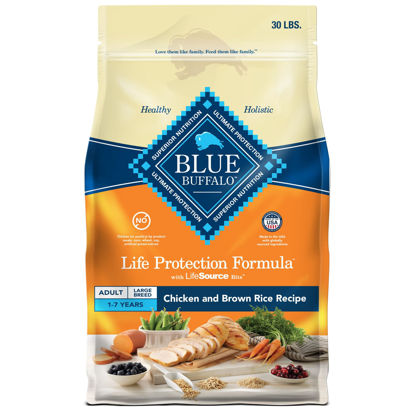 Picture of Blue Buffalo Life Protection Formula Large Breed Adult Dry Dog Food, Promotes Joint Health and Lean Muscles, Made with Natural Ingredients, Chicken & Brown Rice Recipe, 30-lb. Bag