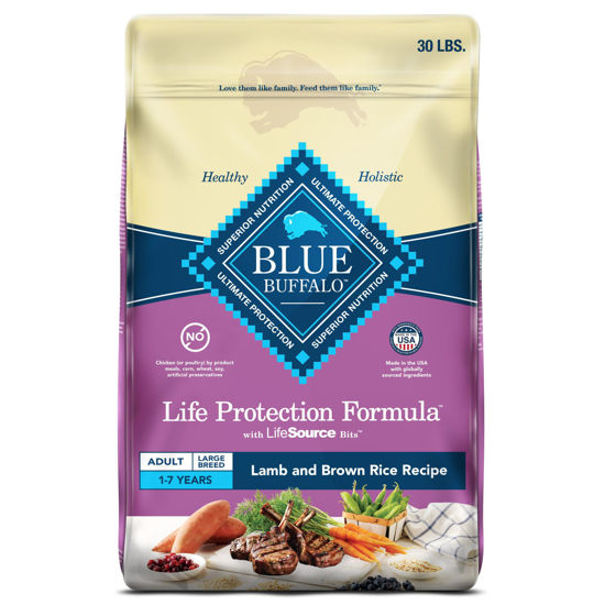 Picture of Blue Buffalo Life Protection Formula Large Breed Adult Dry Dog Food, Promotes Joint Health and Lean Muscles, Made with Natural Ingredients, Lamb & Brown Rice Recipe, 30-lb. Bag