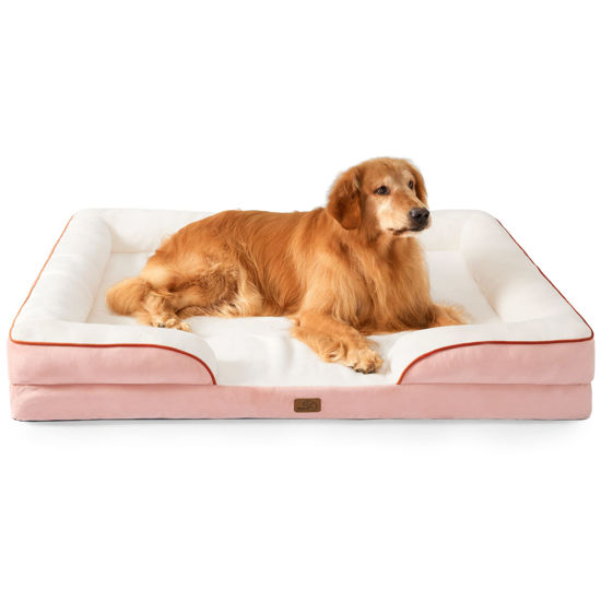 Picture of Bedsure XXL Orthopedic Dog Bed - Washable Great Dane Dog Sofa Beds for Giant Dogs, Supportive Foam Pet Couch Bed with Removable Washable Cover, Waterproof Lining and Nonskid Bottom, Pink