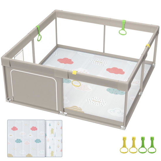 Picture of Baby Playpen with Mat, 71x59inch Playpen for Babies and Toddlers, Kids Play Pen, Extra Large Baby Playpen,Baby Fence,Big Playpen for Infants with Gate,Playard for Baby