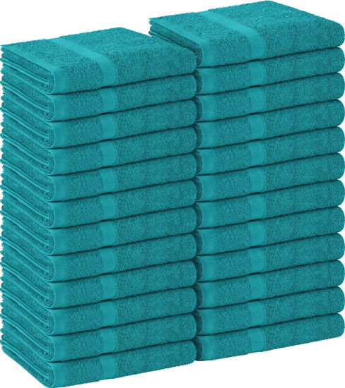 Picture of Utopia Towels Turquoise Salon Towels, Pack of 72 (Not Bleach Proof, 16 x 27 Inches) Highly Absorbent Towels for Hand, Gym, Beauty, Hair, Spa, and Home Hair Care