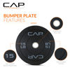 Picture of CAP Barbell Budget Olympic Bumper Plate Set with Gray Logo, Black, 15 lb Pair