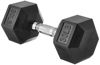 Picture of Amazon Basics Rubber Encased Exercise & Fitness Hex Dumbbell, Hand Weight For Strength Training, 30 lb, Black & Silver