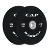 Picture of CAP Barbell Best Olympic Bumper Plate Set, Black with white logo, 15 lb Pair