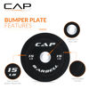 Picture of CAP Barbell Best Olympic Bumper Plate Set, Black with white logo, 15 lb Pair