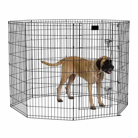 Picture of MidWest Homes for Pets Foldable Metal Dog Exercise Pen / Pet Playpen, Black w/ door, 24'W x 48'H, 1-Year Manufacturer's Warranty