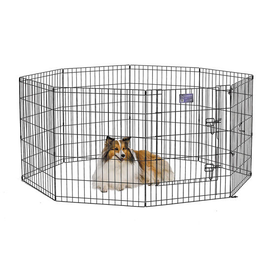 Picture of MidWest Homes for Pets Foldable Metal Dog Exercise Pen / Pet Playpen. Black w/ door, 24'W x 30'H, 1-Year Manufacturer's Warranty