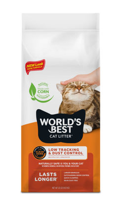 Picture of WORLD'S BEST CAT LITTER Low Tracking & Dust Control Multiple Cat Unscented 32-Pounds - Natural Ingredients, Quick Clumping, Flushable & Made in USA - Long-Lasting Odor Control & Easy Scooping