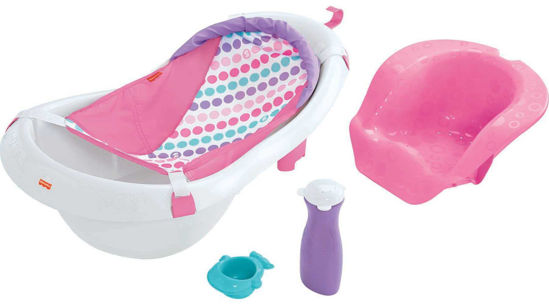 Picture of Fisher-Price Baby To Toddler Bath 4-In-1 Sling ‘N Seat Tub With Removable Infant Support And 2 Toys, Pink