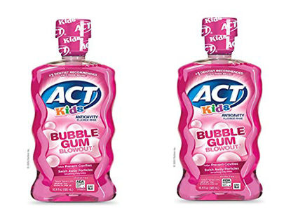 Picture of ACT Kids AntiCavity Fluoride Rinse Children's Mouthwash, Bubblegum Blowout, Bubble Gum Blow Out, 16.9 Fl Oz (#. 0 2 - Bubblegum Blowout, 16.9 Fl Oz (Pack of 1))