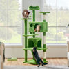 Picture of Yaheetech 62in Cat Tree Cat Tower for Indoor Cats, Cat Furniture w/Double Cat Condo, Scratching Posts, Multiple Platforms and Balls for Kittens & Cats, Green