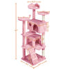 Picture of Yaheetech 62in Cat Tree Cat Tower for Indoor Cats, Cat Furniture w/Double Cat Condo, Scratching Posts, Multiple Platforms and Balls for Kittens & Cats, Pink