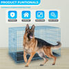 Picture of FDW Dog Crate Dog Cage Pet Crate for Large Dogs Folding Metal Pet Cage Double Door W/Divider Panel Indoor Outdoor Dog Kennel Leak-Proof Plastic Tray Wire Animal Cage (Blue, 42 Inch)