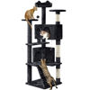 Picture of Yaheetech 62in Cat Tree Cat Tower for Indoor Cats, Cat Furniture w/Double Cat Condo, Scratching Posts, Multiple Platforms and Balls for Kittens & Cats, Black