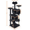 Picture of Yaheetech 62in Cat Tree Cat Tower for Indoor Cats, Cat Furniture w/Double Cat Condo, Scratching Posts, Multiple Platforms and Balls for Kittens & Cats, Black