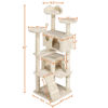 Picture of Yaheetech 62in Cat Tree Cat Tower for Indoor Cats, Cat Furniture w/Double Cat Condo, Scratching Posts, Multiple Platforms and Balls for Kittens & Cats, Beige