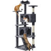 Picture of Yaheetech 62in Cat Tree Cat Tower for Indoor Cats, Cat Furniture w/Double Cat Condo, Scratching Posts, Multiple Platforms and Balls for Kittens & Cats, Dark Gray