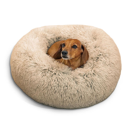 Picture of Best Friends by Sheri The Original Calming Donut Cat and Dog Bed in Shag Fur Taupe, Small 23"