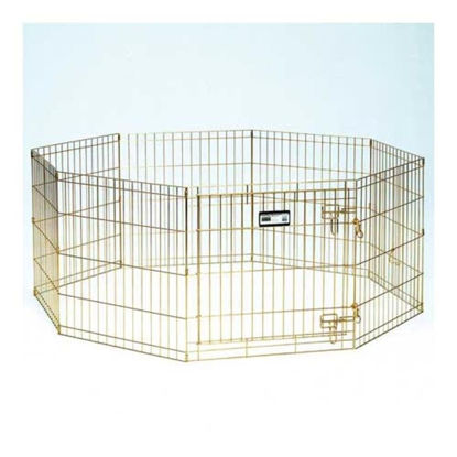 Picture of MidWest Homes for Pets Foldable Metal Dog Exercise Pen / Pet Playpen, Gold Zinc w/ door, 24'W x 48'H