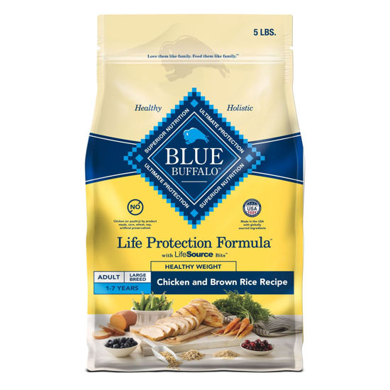 Picture of Blue Buffalo Life Protection Formula Healthy Weight Adult Dry Dog Food, Supports an Ideal Weight, Made with Natural Ingredients, Chicken & Brown Rice Recipe, 34-lb. Bag