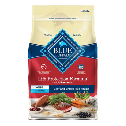 Picture of Blue Buffalo Life Protection Formula Adult Dry Dog Food, Helps Build and Maintain Strong Muscles, Made with Natural Ingredients, Beef & Brown Rice Recipe, 34-lb. Bag