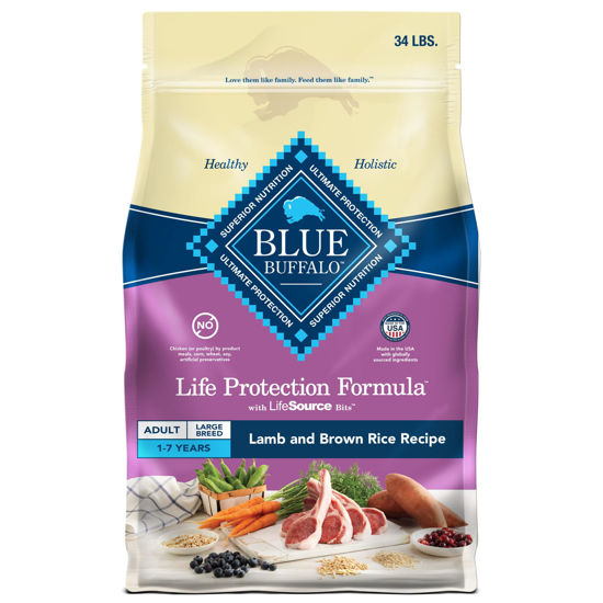 Picture of Blue Buffalo Life Protection Formula Large Breed Adult Dry Dog Food, Promotes Joint Health and Lean Muscles, Made with Natural Ingredients, Lamb & Brown Rice Recipe, 34-lb. Bag